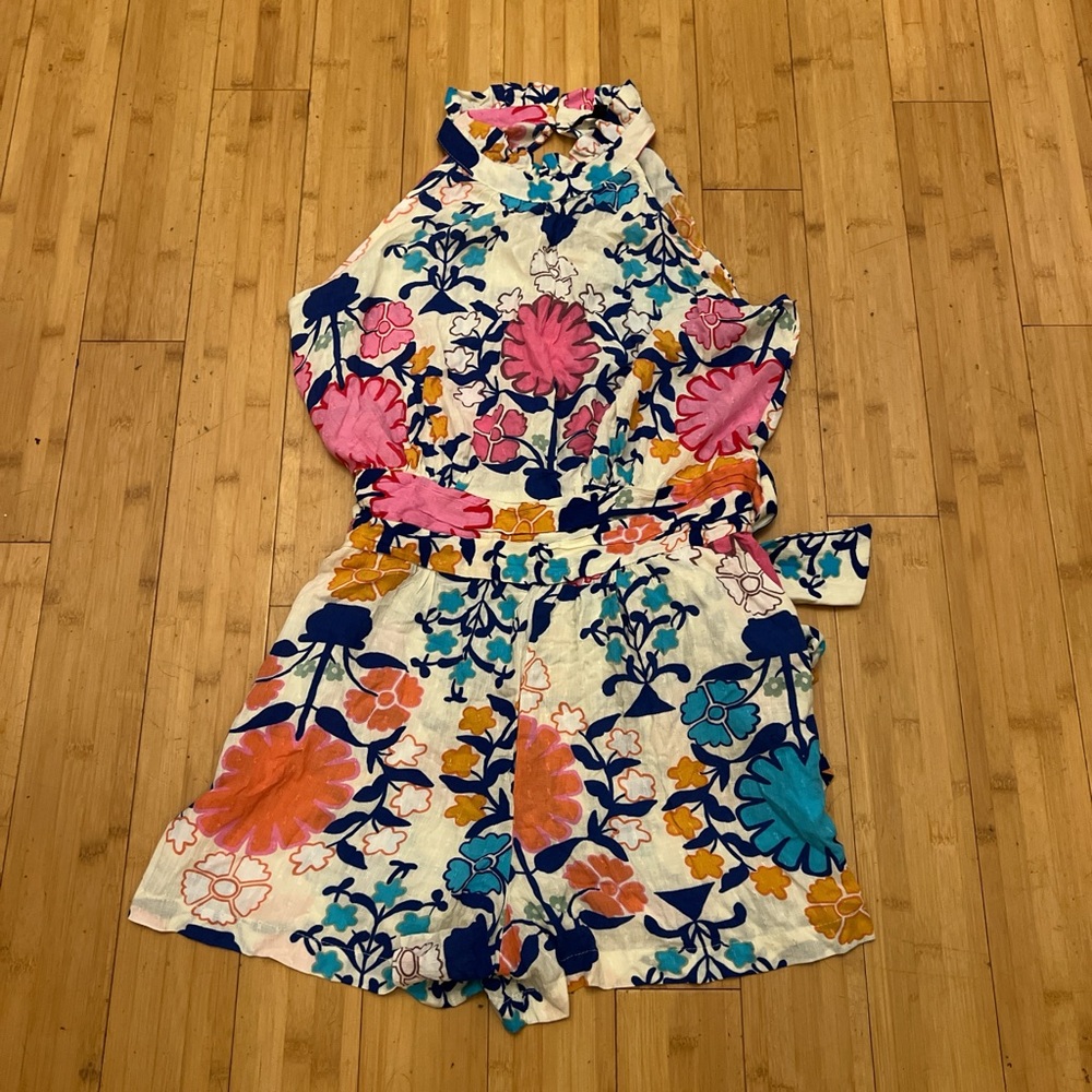 RACHEL Rachel Roy Floral Jumpsuit in Pink and Blue
